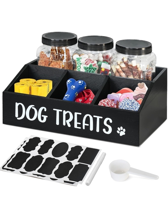 Other - Black Wooden Dog Treat Organizer with Jars